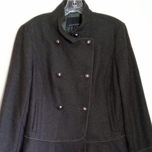 Banana Republic army green military wool blend peplum cadet pea coat